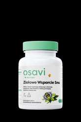 Osavi Herbal Sleep Support supplement bottle for improved sleep quality and relaxation.